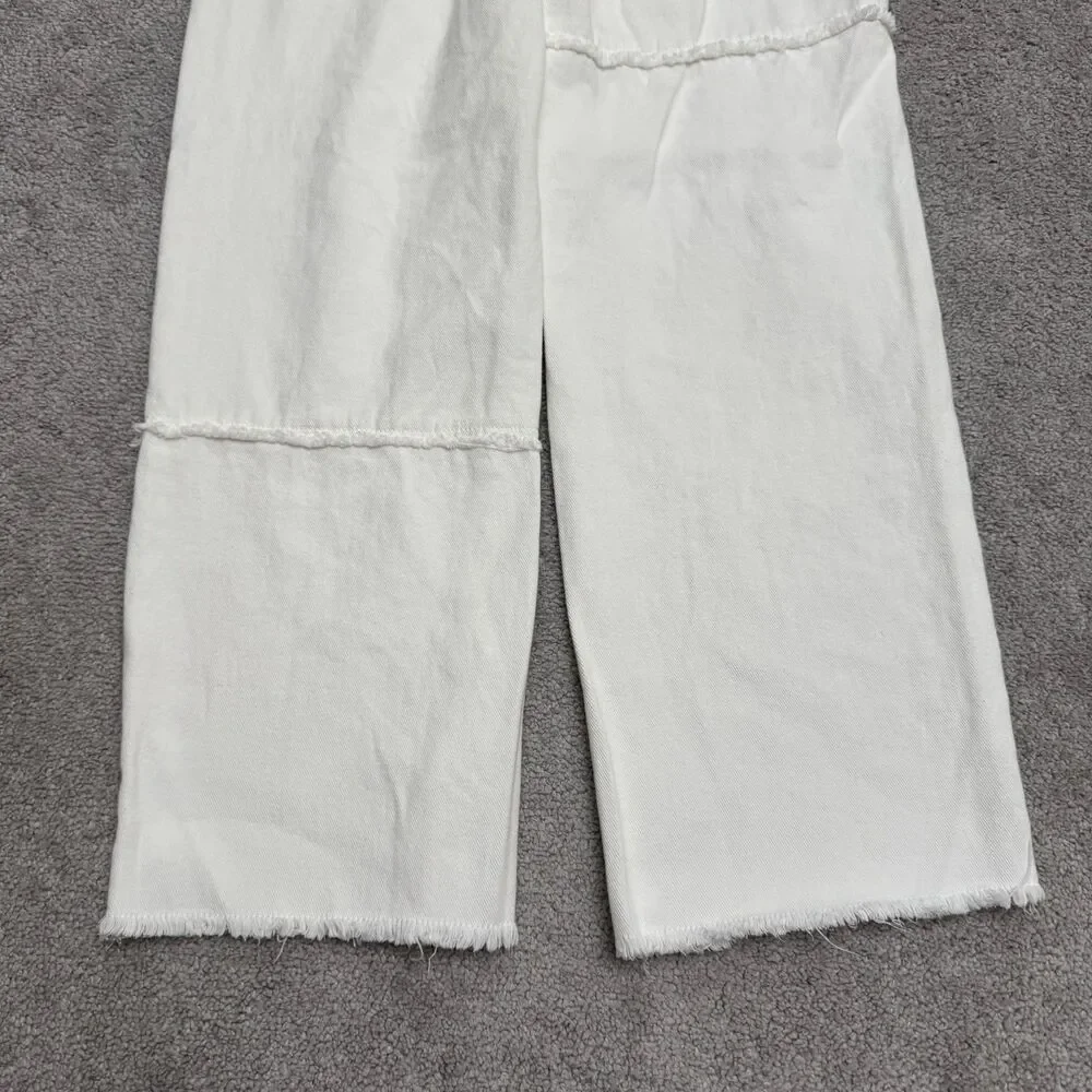 Princess Polly Wide Leg Raw Hem Baggy Denim Jeans Women 8 White High Rise Casual